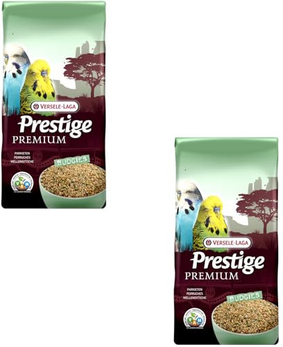 Versele-Laga Prestige Premium Budgies | Doppelpack | 2 x 800 g | Angereicherte Samenmischung mit extrudierten VAM Körnchen - Wellensittiche | Kann als Basisfutter verwendet Werden