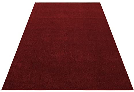 Stilvoll Günstig by ELMM Teppich Wohnzimmer Schlafzimmer Rot 120 x 170 Unicolor - Einfarbig Kurzflor