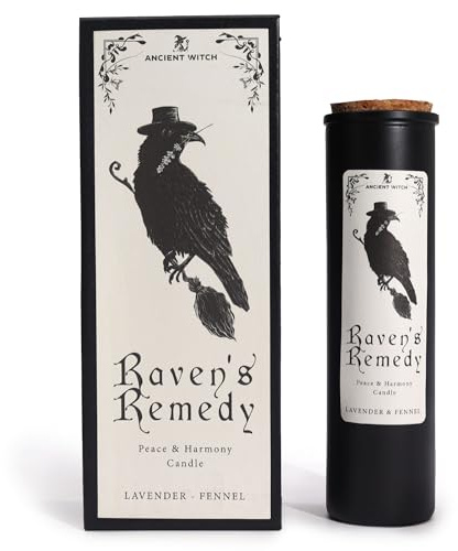 Ravens' Remedy Ritualkerze mit Lavendel und Fenchel, 24 cm x 9 cm, spiritueller Schutz