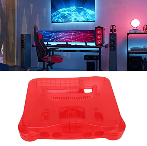 Sustvita N64 retro videospelkonsolskyddsskal, robust ersättningshusskal för N64, genomskinlig ABS -material (Red Transparent)