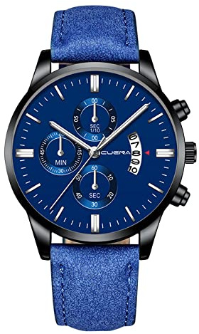 Mode sport män rostfritt fodral läder kvarts analog armbandsur domare klänning, D, En storlek