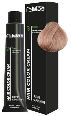 FemMas Haarfarbe Hellblond Sandviolett 8.72 I Creme Haarfarbe mit Arganöl, Keratin & Ceramiden I Als dauerhafte Haarfärbung oder Tönung für strahlende, haltbare Farbergebnisse I 100 ml