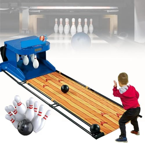 Familjebowlingspel, elektroniskt bowlingspel, inomhusspelkonsol med bowlingklot, med LED-resultattavla, interaktivt spel för barn och vuxna, 2 m