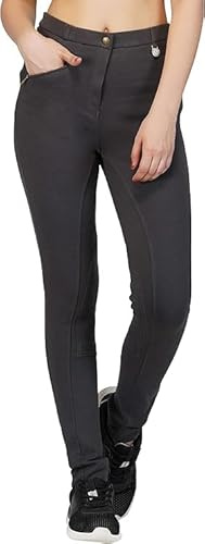 Avon Equine Horse Riding Ladies Soft Stretchy Jodhpurs JODS JODPHURS Girls and Women Cotton Lycra Soft Stretchy Jods Knee Patch Equestrian Jodh Ladies Pants Grey