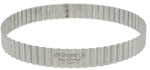 DE BUYER -3030.20 -cercle a tarte perfore cannele 20cm ht 3cm, 8”, Argent