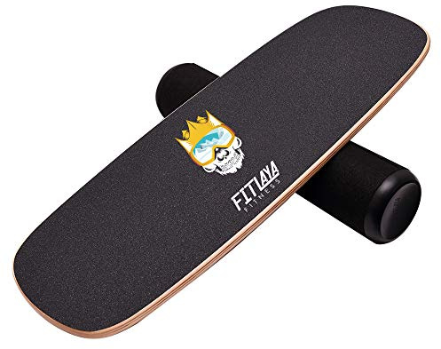 Fitlaya Fitness Balance Board Trainer Wooden Training Equipment for Fitness Workout, Hockey‎, Skateboarding, Surfing and Snowboarding (CROWN SKULL)