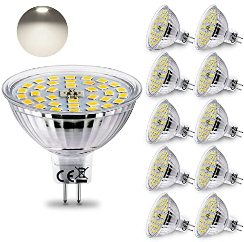 HiBay LED-lampa GU5,3 glödlampa 4W MR16 LED-spotlight 400 LM ersätter 35W neutral vit 4500K spotlight 12 V AC/DC icke-dimbar set med 10 st