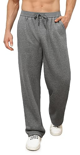 Vancavoo Pantaloni Tuta Uomo Invernali in Pile Pantalone Sportivi Corsa Felpati Pantaloni da Jogging Larghi Casual Cotone Pantaloni da Jogger con Coulisse e Tasche,Grigio Chiaro,M