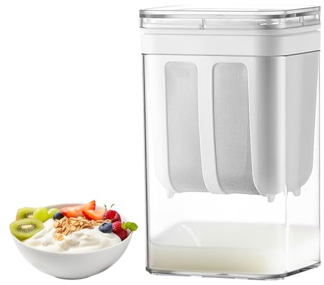 Golgner Griechisches Joghurtsieb, Joghurt Molke Separator, Joghurtfilter Joghurtmacher, 1100ml Yogurt Strainer mit 80 Mesh Edelstahl Netzsiebe, wiederverwendbar für Joghurt Soja-Milch Saft Tee