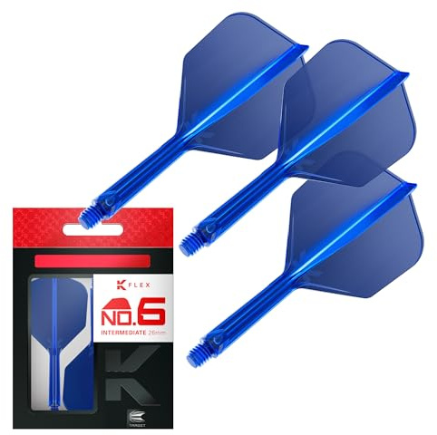 Target Darts K Flex Integrated Dart Flight and Shaft, No.6 Blue (Intermediate) | 3-Pack K-Flex - No. 6, Kflex Precision-Molded 2-in-1 Dart Flights and Dart Shaft | Professional Dart Accessories