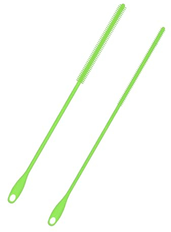 2 Cepillos Paja Silicona, 6mm+8mm Cepillo Limpieza Paja Extra Largo Herramienta Lavado Paja Botella Reutilizable con Anillo Colgante Limpiadores Tuberías Flexibles para Paja Batido (Verde)
