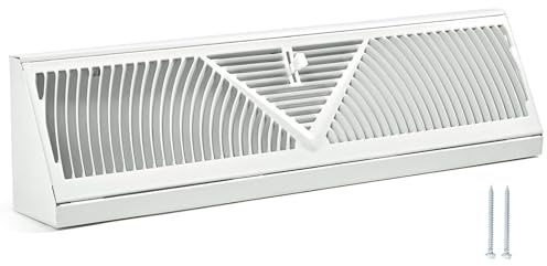 Flowild 18 Inch Baseboard Register (Duct Opening Size) - Baseboard Vent Covers for Home - Easy Adjust Air Supply Lever Floor Baseboard Diffuser (White)