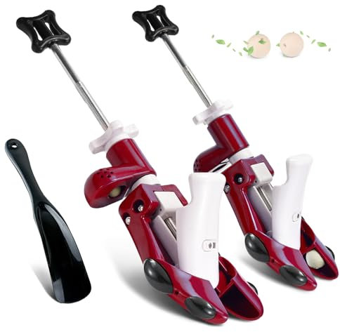 Masvan Schuhdehner Schuhweiter für Herren Damen Dicke Breite Füße, 4-Wege Einstellbare Länge Breite & Höhe, Schuhspanner Widener Spin Lockern Zehenkasten Ferse Hoch Rist (Rot für Damen 35-41)