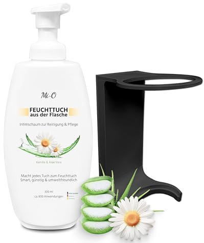 SET: Feuchttuch aus der Flasche 2x300 ml + 2 x Wandhalterung, Intim Reinigungs- & Pflegeschaum