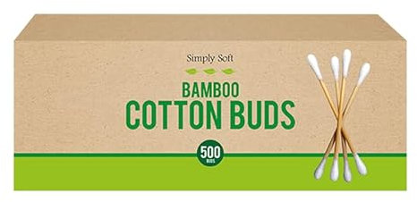 Bamboo Cotton Buds 500, 500ct - Eco-Friendly, Natural Material, Cotton PAD, Versatile Usage, by Simply Soft.