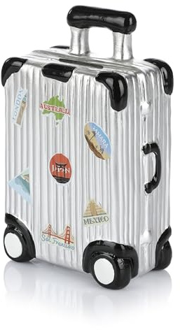 FunX Salvadanaio valigia – salvadanaio come confezione per regali in denaro per le vacanze, i viaggi o come decorazione – Cassa vacanza 9,5 x 5 x 16 cm