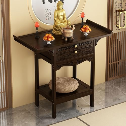Table D'autel Personnelle, Meubelen D'autel, Table D'Autel Bouddhiste, Armoire D'Autel avec Un Grand Bureau, des tiroirs rétractables, pour Les Bougies, L'Encens, Les Plantes(50*33cm/19.7*13in)