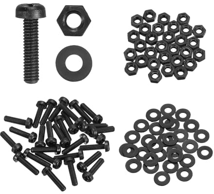 sourcing map Set di 30 viti a testa rotonda in nylon PA66, M2 x 10 mm, viti a testa tonda Phillips, dadi esagonali, rondelle piatte, elementi di fissaggio metriche a filettatura completa, per