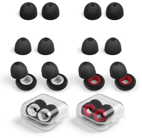 Dupoem 2 paia di tappi per le orecchie riutilizzabili in silicone per la moto, i concerti e la protezione dell'udito notturno, 8 punte, comodi e insonorizzati (nero e rosso/nero e bianco)