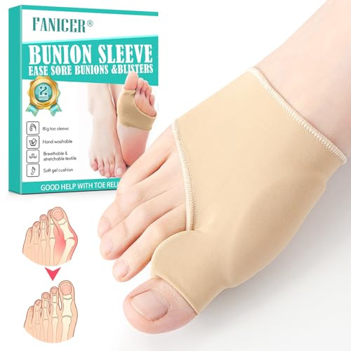 Tpubmity 2 Pairs Bunion Corrector,Hallux Valgus Socks,Hallux Valgus Cushion Toe Brace,Reduces Pressure,Big Toes Separator & Straightener for Comfort and Support,Men & Women,Skin colour