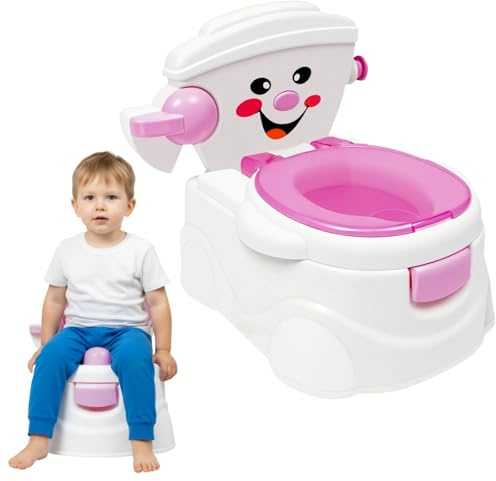Vasino WC per bambini con coperchio, Potty Training Toilette per bambini, Smiley, antiscivolo e facile da pulire, per neonati e bambini da 6 mesi a 5 anni (rosa)