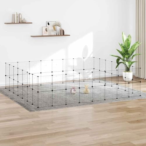 Ziaphsol Husdjursbur i 60 delar med dörr, pulverlackerat stål, 35 x 35 cm paneler, smådjur inhägnad stall för kaniner hamstrar råttor, säker plats att dra sig tillbaka inomhus och utomhus