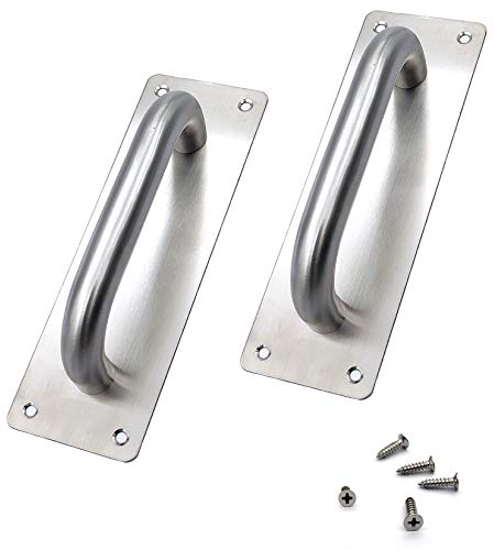 XKQYX Sliding Door Handles, Pull Push Door Handles Stainless Steel, Sliding Gate Cupboard Toilet Cabinet Garage Shed Barn Door Handles with Metal Plate (200 x 65 mm)