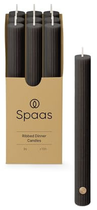 Spaas Ribbed Dinner Candle 10h, Black