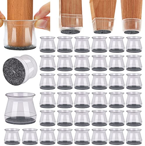 BUMACO 40Pcs Chair Leg Floor Protectors Chair Leg Protectors for Hardwood Floors Silicone Pads Covers to Protect Floors Universal L Clear Fit (1-5/16~2)
