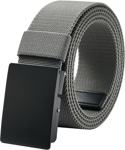 LionVII Men Elastic Stretch Fabric Belt with Metal Buckle for Work and Travel, Adjustable Trim to Fit 27-49 Waist