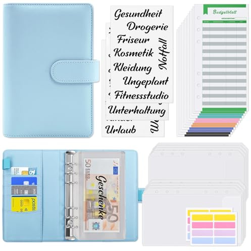 KONVINIT Budget Binder A6,Raccoglitore di Bilancio con 8 Buste a Cerniera,12 Fogli di Bilancio,Raccoglitore a10 anelli,Raccoglitori ad anelli per il risparmio di denaro,viola