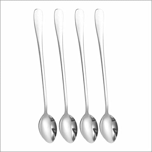 Steexu Latte Spoons Long Handle - Stainless Steel Attractive Design Long Spoons Used in Sundae, Ice Cream, Dessert, Hot Chocolate and Coffee Set of 4 - Give Elegant Look to Party (Set of 4)