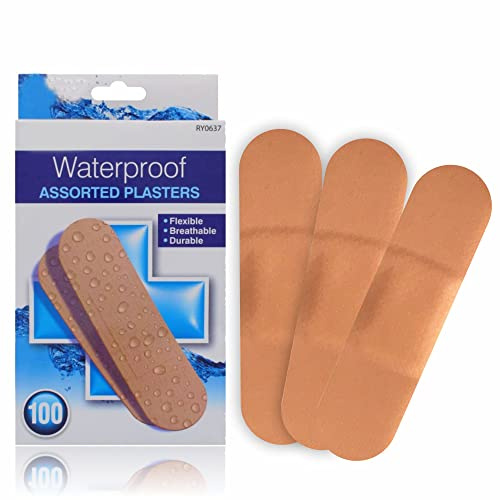 Waterproof Plasters Padded Washproof Flexible Colorful Novelty Durable Breathable Self Adhesive Plaster Strip for First Aid Kit Faster Cut Wound Healing Band Assorted Colors (Brown Pack of 100)