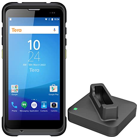 Tera 2023 senaste streckkodsskannern med laddningsstation 5,5 tum bärbar handhållen mobil dator PDA med 1D 2D QR-skanner Android 9 Zebra SE4710 NFC Wi-Fi GPS BT HD-display för logistik P166