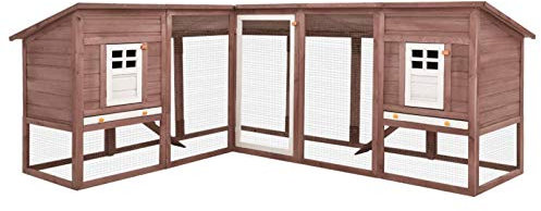 SHUJING Kaninchenstall mit Freilauf, Hasenstall, Hasenkäfig, Doppelhausninchenställe,Tierhaus, Kleintierstall, Kaninchenhaus, Haustierstall, Kaninchen Häuser, Mocca und Weiß Tanne Massivholz