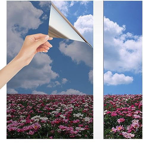 Lámina de espejo autoadhesiva para ventana, protección solar, protección solar, protección solar reflectante, protección UV para oficina y hogar (gris plateado, 40 x 100 cm)