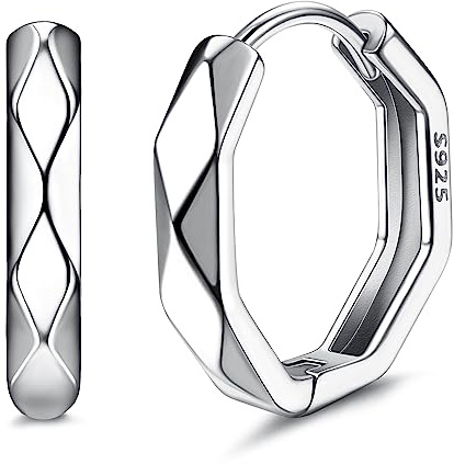 ORAZIO Orecchini da Uomo Cerchio Argento 925 per Ragazzi, Piccolo Nero Sonno Genuine Cerchio Diamante d'Argento per le Donne, Orecchini Semplici Unisex Regali di Alta Gioielleria Minimalista