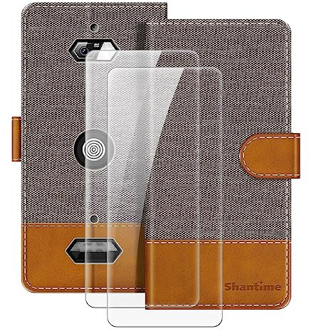 MILEGAO Étui en Cuir pour Crosscall Core-X4 Neo Étui de Téléphone Magnétique avec Portefeuille et Fente pour Carte + [Lot de 2] Protecteur d'écran en Verre Trempé pour Core-X4 Neo (5.45”)