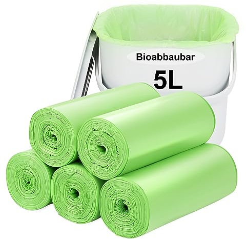 Biologisch abbaubare Müllsäcke 120PCS, Aievrgad 5L/1.2Gallon kleine Müllsäcke/Für Countertop Bin. Bin Liner/Abfall, 100% recycelt, robust, abbaubar, Kompostbeutel für Lebensmittel/Haushalt