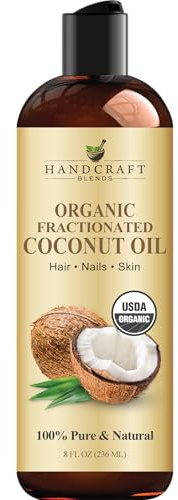 Handcraft Blends Organic Fractionated Coconut Oil - 236 ml - 100% Pure and Natural - Premium Grade Carrier Oil for Skin and Hair - Hair and Body