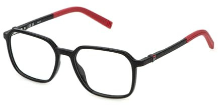 FILA Quadratisch Edelstahl Brillen in Total Schwarz Glänzend für Unisex, Brille mit Sehstärke, optional mit Sonnenbrillen tönung oder Blaulichtfilter (Modell VFI705L)