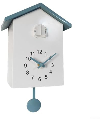 HpLive Elegante orologio a cucù in ABS, decorazione per la casa contemporanea, volume regolabile, facile da usare (bianco + grigio)