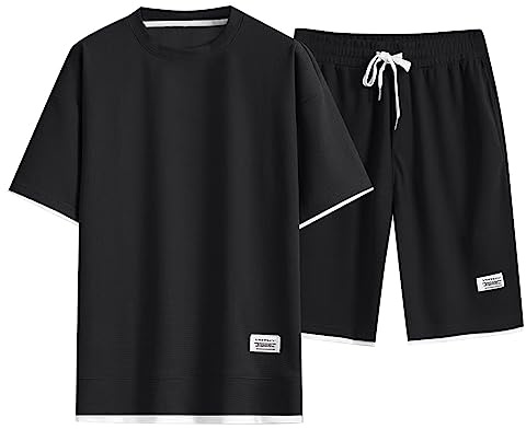 Generico Tuta Uomo Completa Set Corto Estiva Abbigliamento Uomo per la Palestra Abbigliamento Sportivo