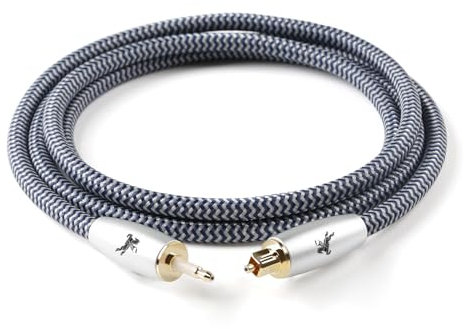 Impeto Cable Optico a jack 3.5 Adaptador Cable Toslink a Mini Toslink [1m] Cable Optico Audio Digital, óptico, Transmite Señales de Audio Digital a TV/amplificadores/HiFi 1 Metro