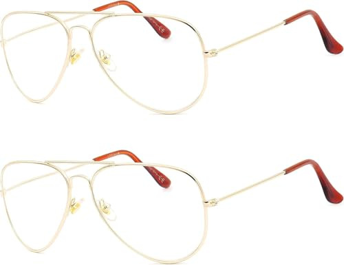 NEW VISION Presbycia glasögon herr 2 Pack, pilotglasögon, metallram, retrostil datorglasögon, läsglasögon för män och kvinnor, NV8132