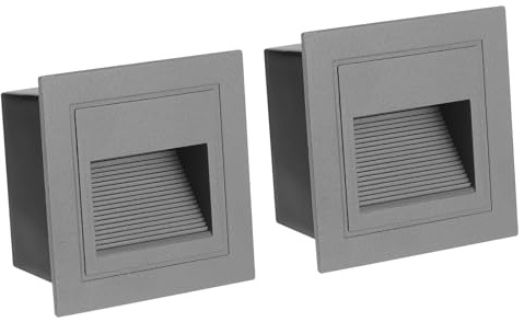 PATIKIL 4000K LED Step Light, 2 Pack 3W 120V Recessed Stair Light Aluminum Waterproof 105lm Warm White Stairway Lights Indoor Outdoor, Grey Shell