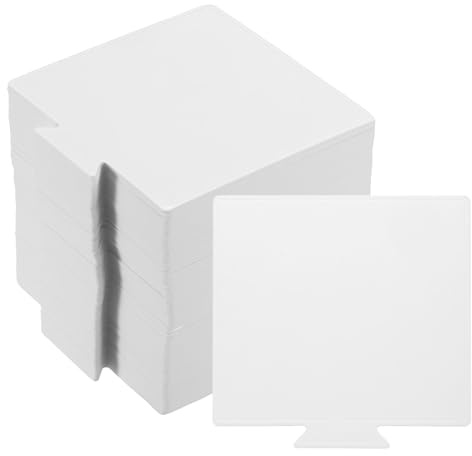 sourcing map Lot de 100 mini planches à gâteau en mousse - Base carrée pour cupcakes, gâteaux, pâtisseries, desserts - Résistant à la graisse (blanc)