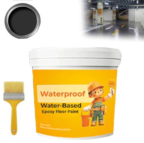 Waterproof Water-Based Epoxy Floor Paint,Water Based Floor Paint,Quick-Dry Anti-Slip Water-Based Floor Paint,Water-Based Garage Floor Paint Epoxy Floor Paint, Concrete Floor Paint (1KG,Black)