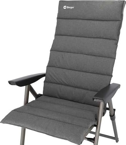 BERGER Polsterauflage | Gartenstuhlauflage Sitzpolster Pflegeleichtes Polster für Hochlehner | Stuhlauflage Sitzkissen Auflage für Gartenstuhl | grau, 124x50x3cm