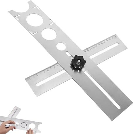 Fliesen Winkel Messlineal 40 cm Universelles Einstellbar Fliesen Lochsucher Locator Lineal Edelstahl für Tischler Fliesenleger